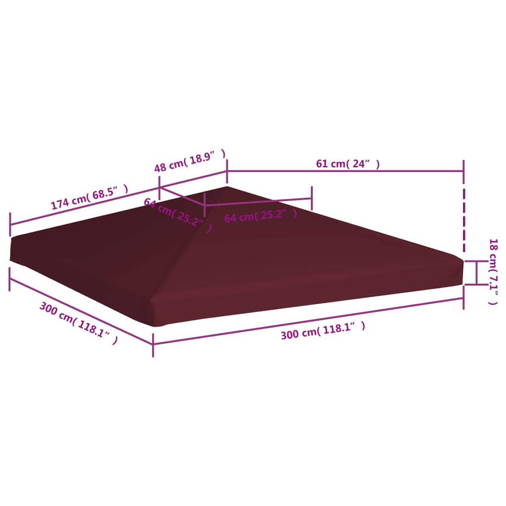 Copertura Superiore Per Gazebo 310g/m² 3x3m Bordeaux - Image 6