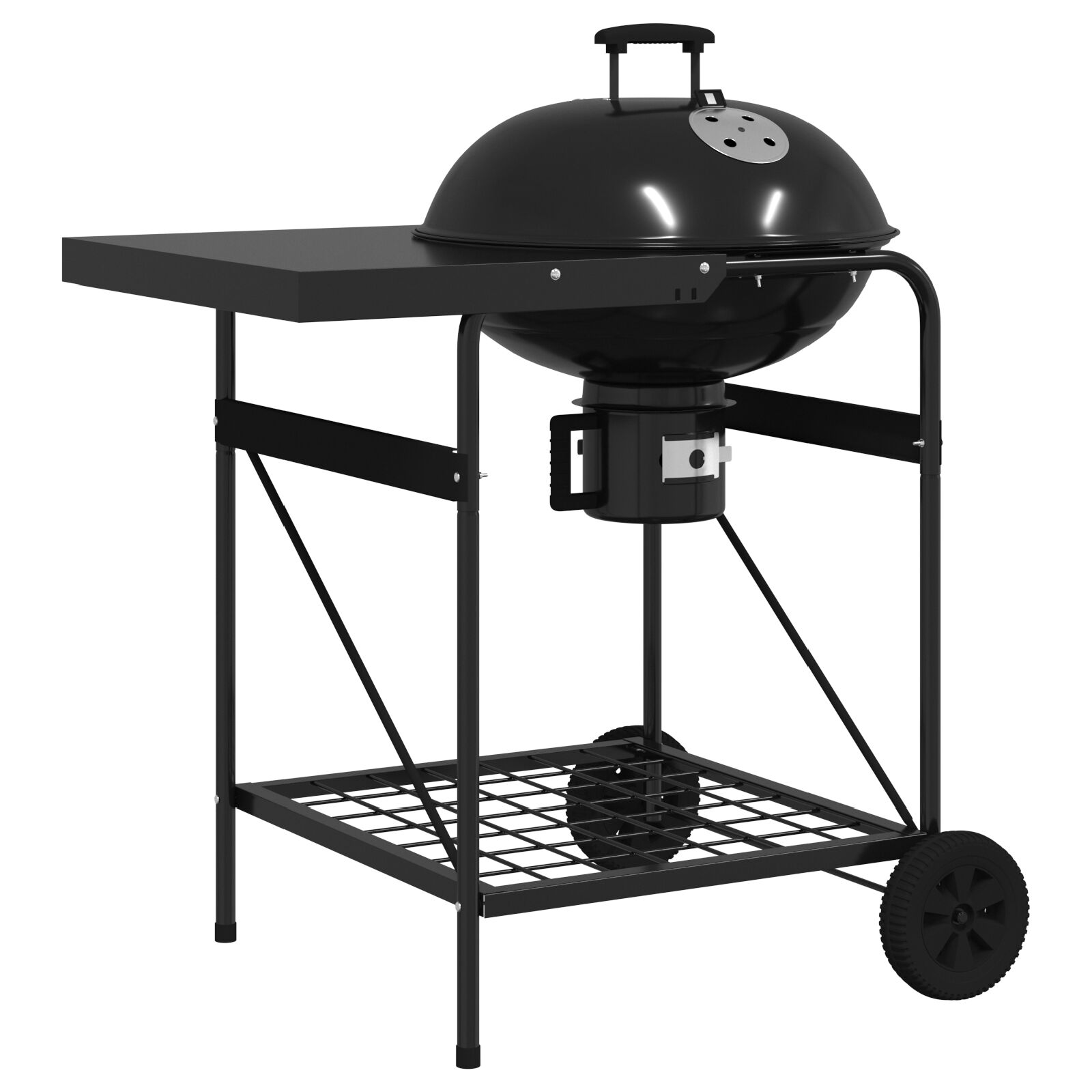 Carrello Barbecue A Carbone Con Coperchio Nero 96x72x113 Cm In Metallo
