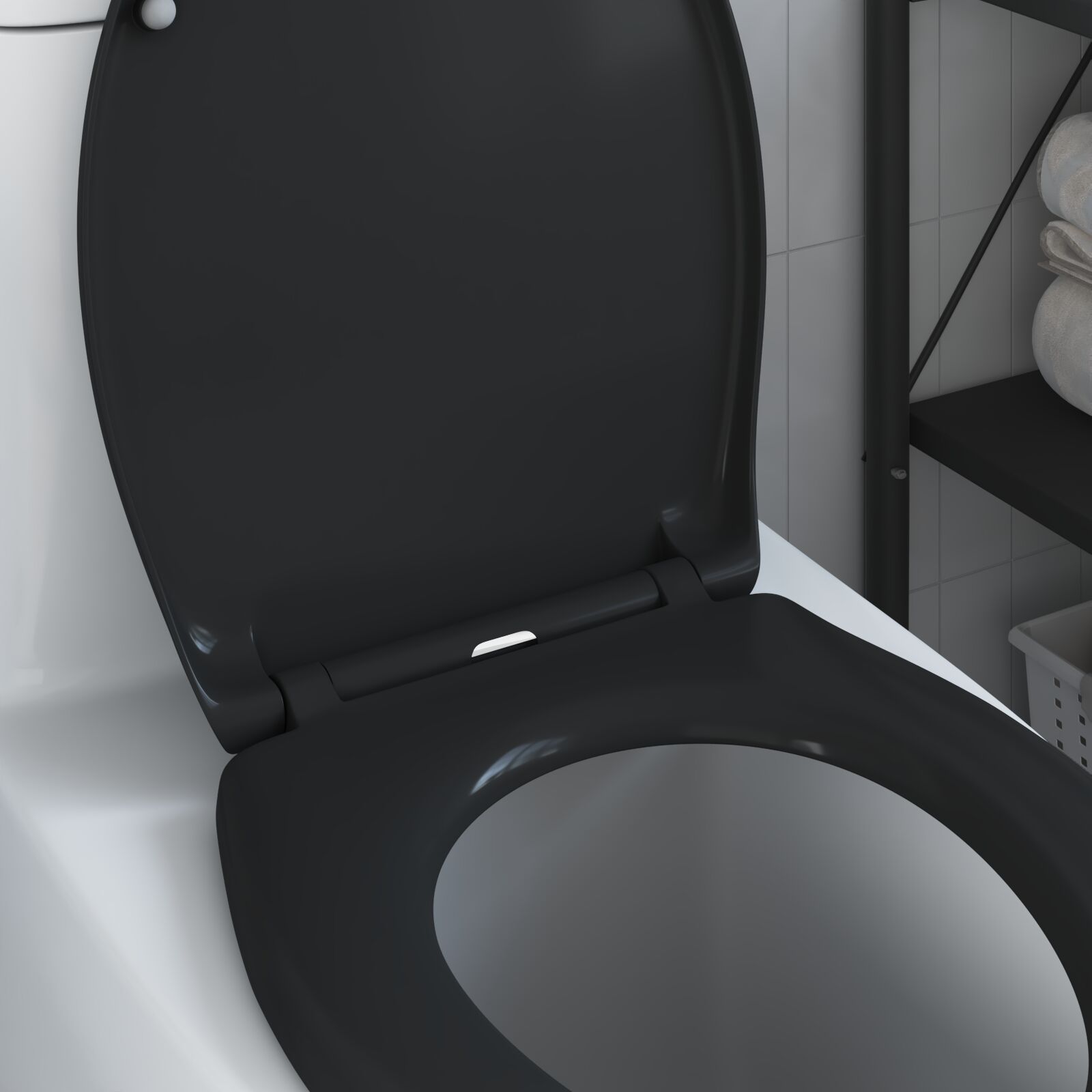 Sedile Del Wc Con Rilascio Rapido Nero 44.8 X 37.3 X 4.2 cm - Image 4