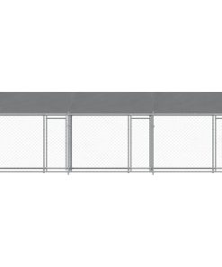 Gabbia Cani Con Tetto E Porte Grigia 6x2x2 M In Acciaio Zincato