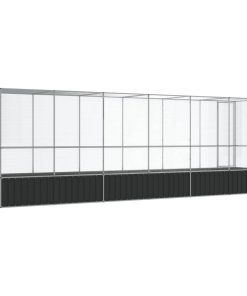 Voliera Con Estensione Argento 626,5x107x212 Cm In Acciaio