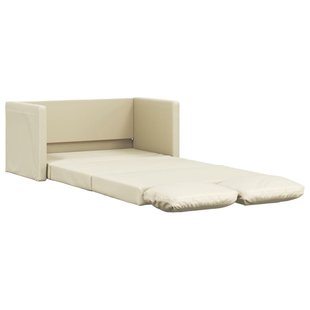 Divano Letto Da Terra 2 In 1 Crema 112x174x55 Cm Similpelle - Image 4