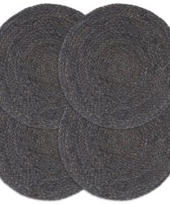 Tovagliette 4 Pz Grigio Scuro Neutro 38cm Rotonde In Juta