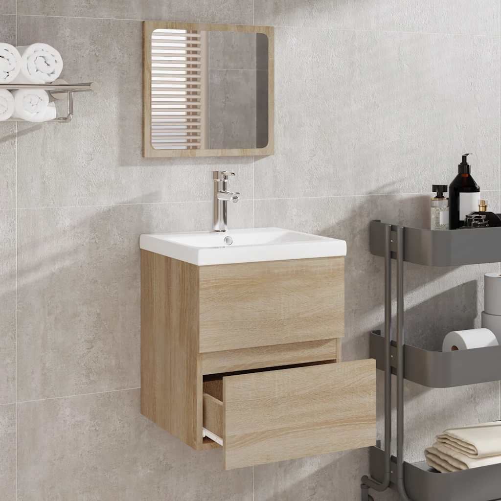 Mobile Da Bagno Con Specchio Rovere Sonoma In Legno Multistrato - Image 2