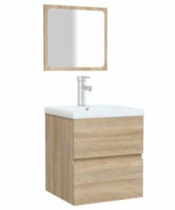 Mobile Da Bagno Con Specchio Rovere Sonoma In Legno Multistrato