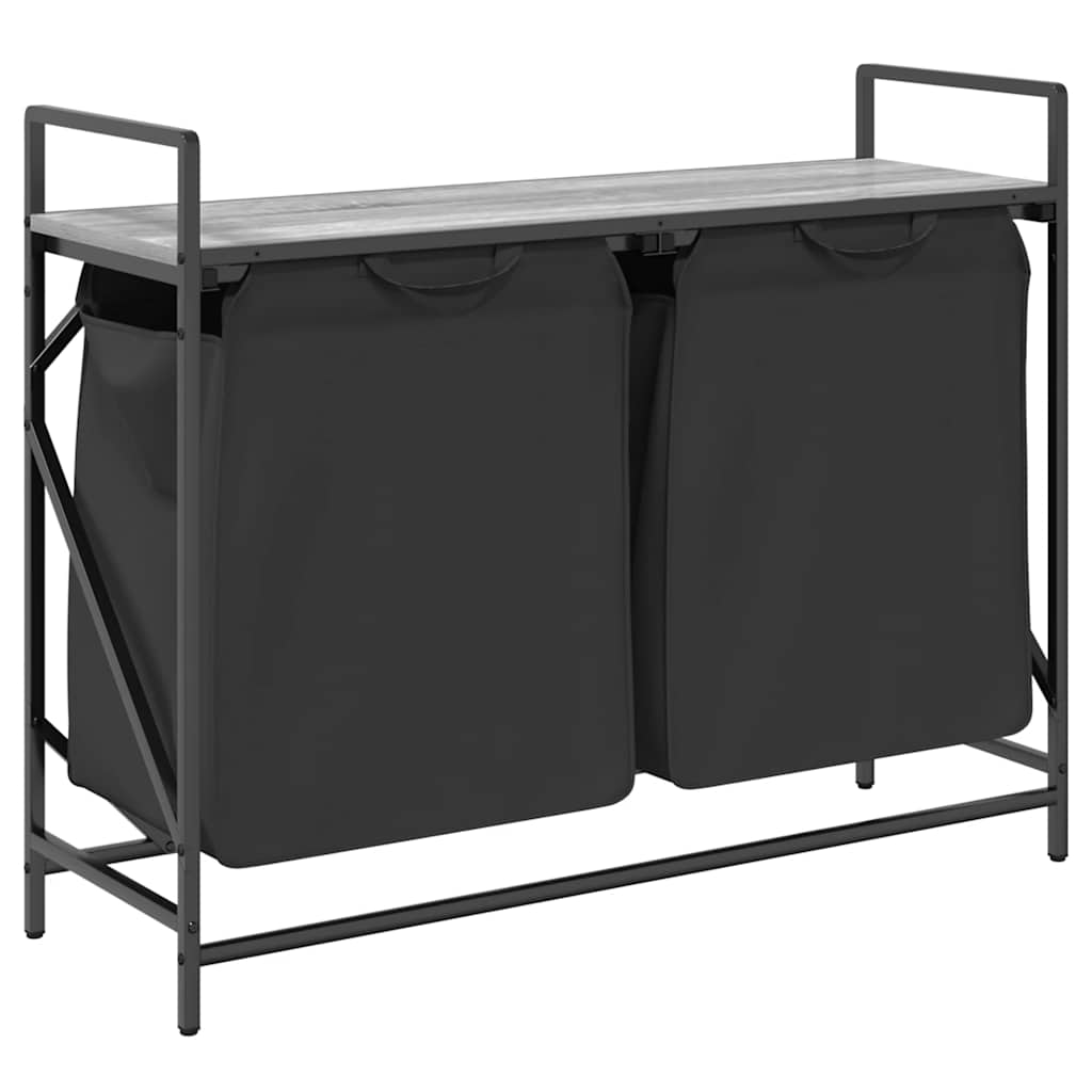 Cesto Della Biancheria 2 Scomparti Con Ripiano Grigio Sonoma - Image 5