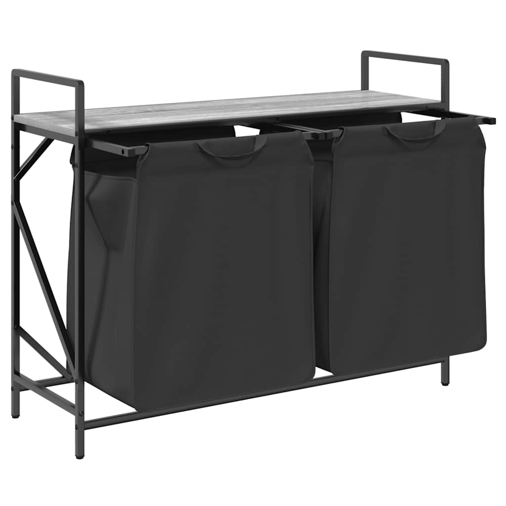 Cesto Della Biancheria 2 Scomparti Con Ripiano Grigio Sonoma - Image 6