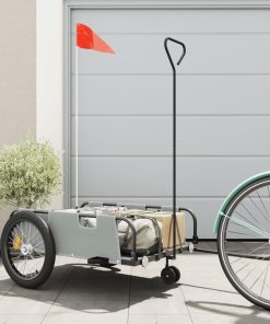 Rimorchio Da Bici Grigio E Nero In Tessuto Oxford E Ferro