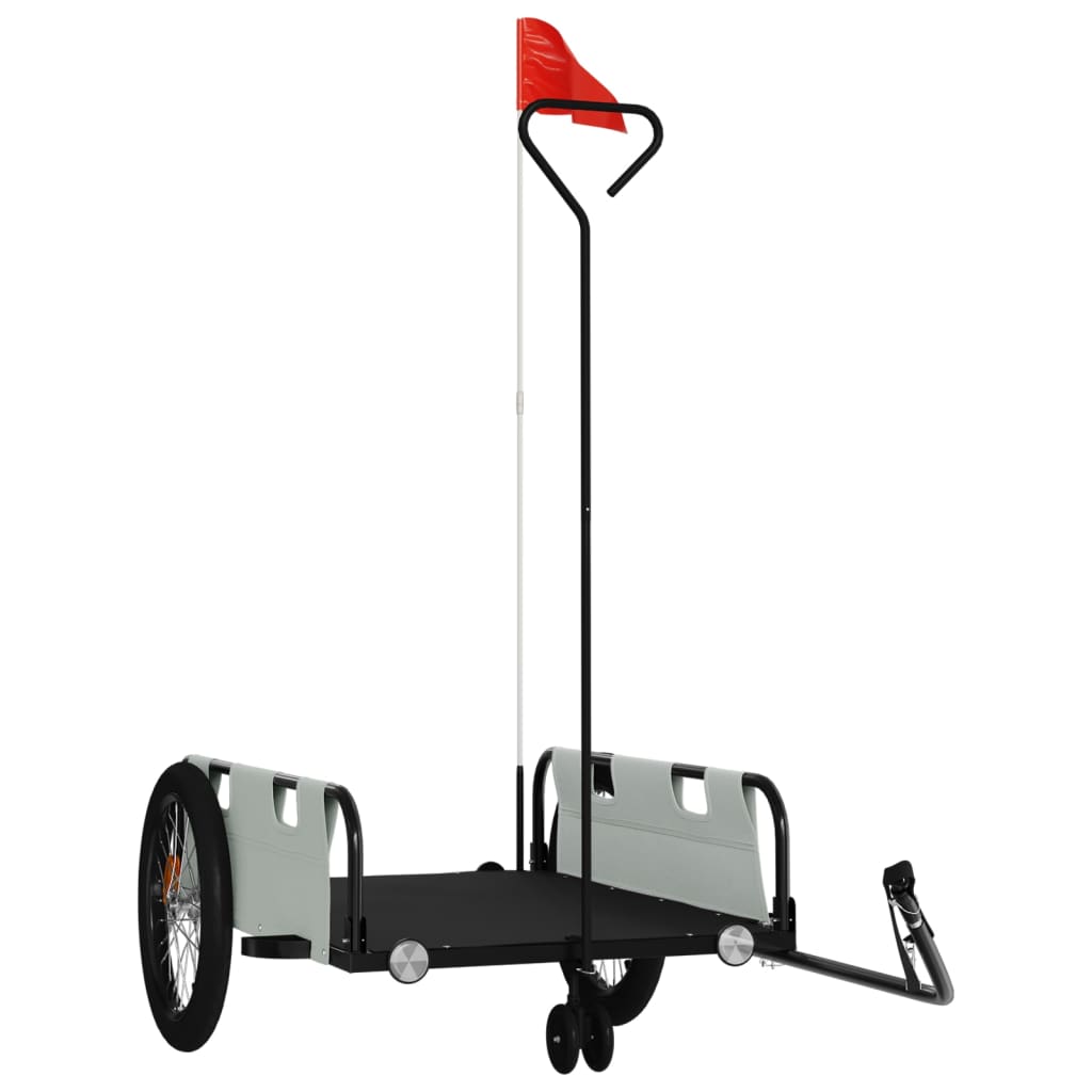 Rimorchio Da Bici Grigio E Nero In Tessuto Oxford E Ferro - Image 3