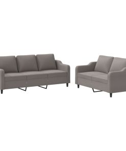 Set Di Divani 2 Pz Con Cuscini Tortora In Tessuto
