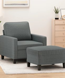 Poltrona Con Poggiapiedi Grigio Scuro 60 Cm In Tessuto