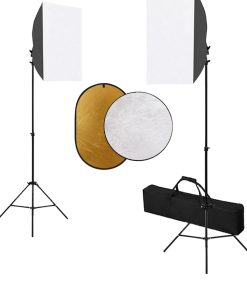 Kit Per Studio Fotografico Con Softbox, Fondale E Riflettore