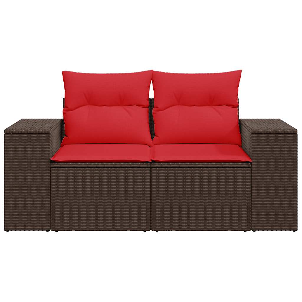 Divano Da Giardino Con Cuscini A 2 Posti Marrone In Polyrattan