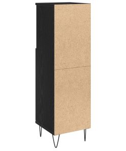 Cabinet Da Bagno Nero Rovere 30x30x100 Cm Legno Ingegnerizzato
