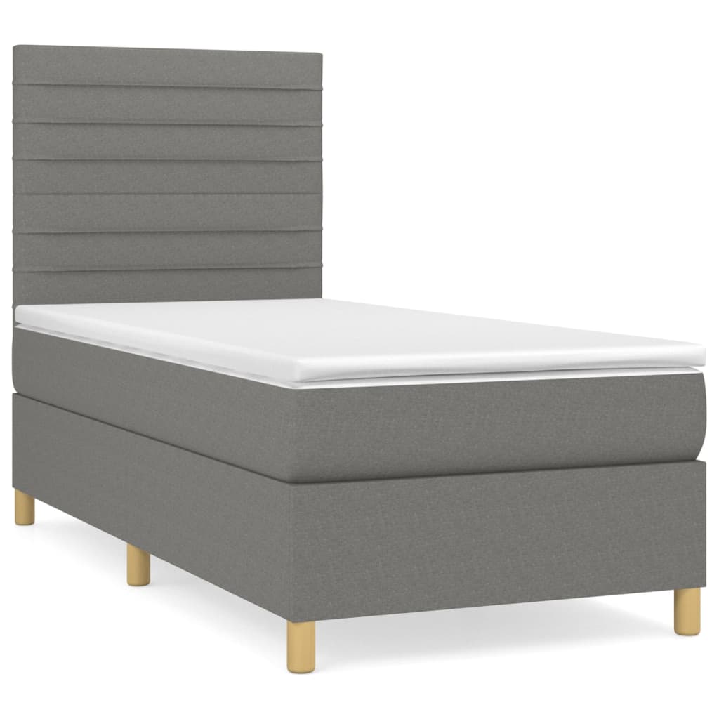 Giroletto A Molle Con Materasso Grigio Scuro 90x200 Cm Tessuto