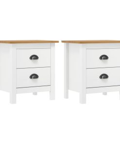 Comodini Hill Bianchi 2 Pz 46x35x49,5 Cm Legno Massello Di Pino