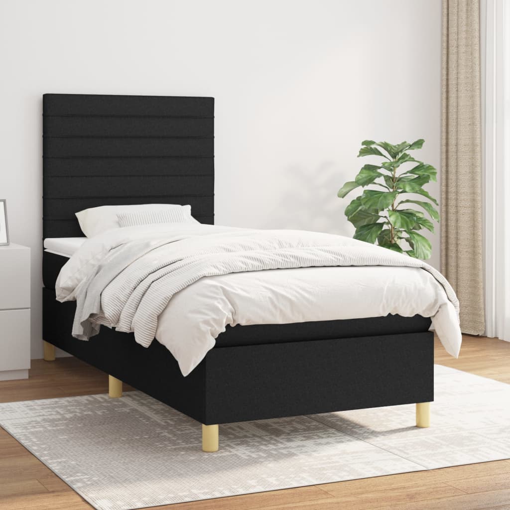 Giroletto A Molle Con Materasso Nero 100x200 Cm In Tessuto