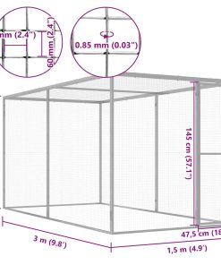 Gabbia Per Gatti 3x1,5x1,5 M In Acciaio Zincato
