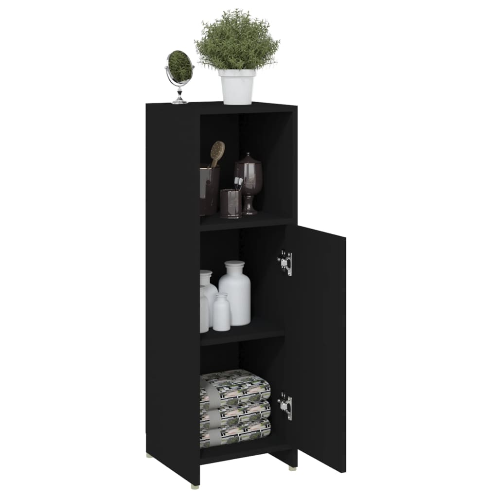 Mobile Da Bagno Nero 30x30x95 Cm In Legno Multistrato - Image 3