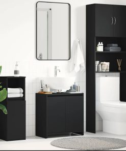 Mobile Da Bagno Nero 60x33x61 Cm In Legno Multistrato