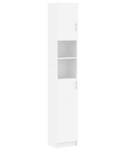Armadio Da Bagno Bianco 32x25,5x190 Cm In Legno Multistrato