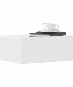 Comodini Pensili 2pz Bianchi 40x30x15 Cm In Legno Multistrato