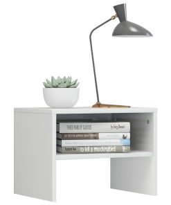 Comodini 2 Pz Bianco Lucido 40x30x30 Cm In Legno Multistrato