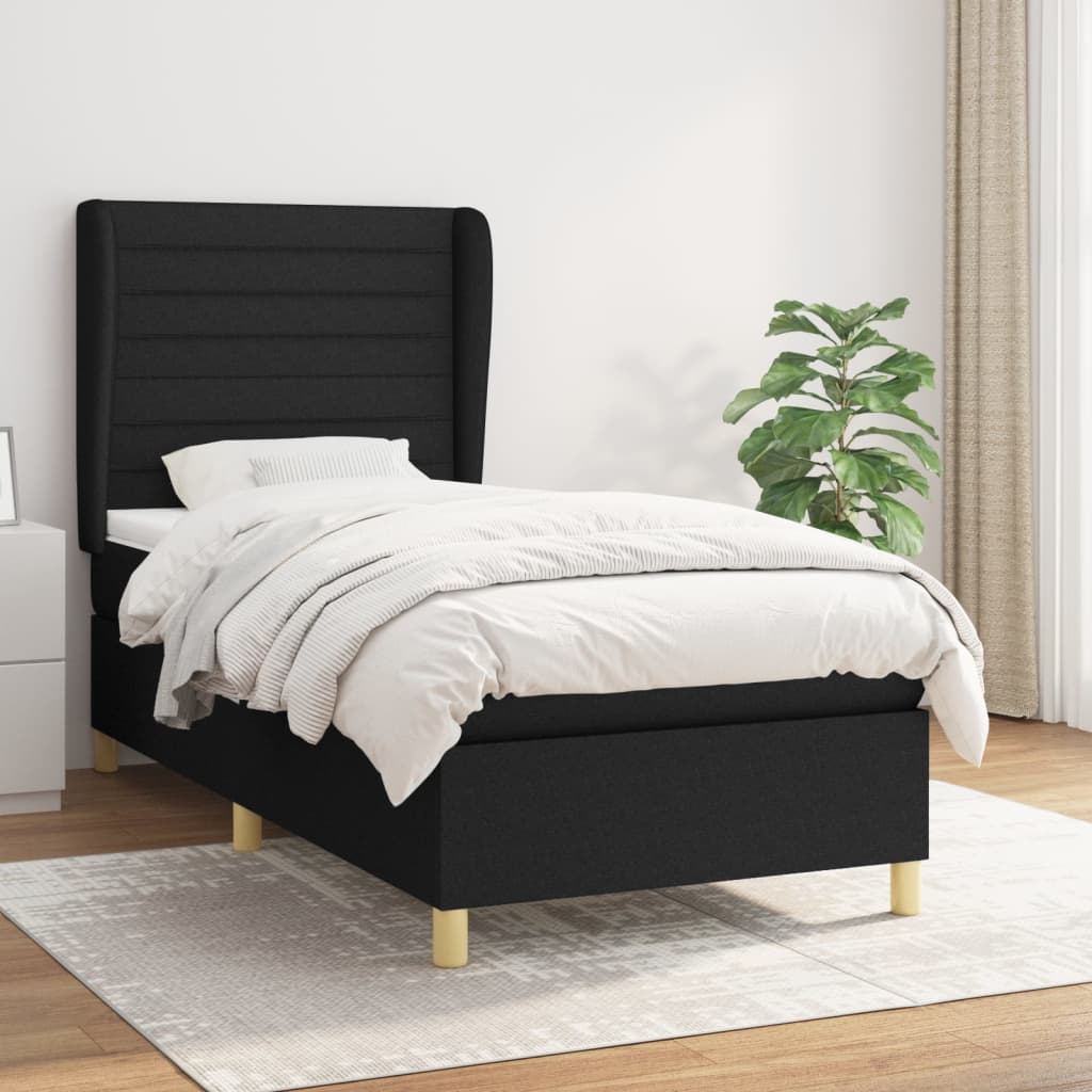 Giroletto A Molle Con Materasso Nero 100x200 Cm In Tessuto