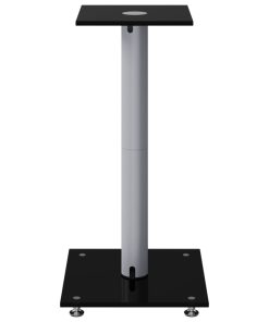 Pedane Casse 2pz Nero Argento Vetro Temperato Design 1 Pilastro