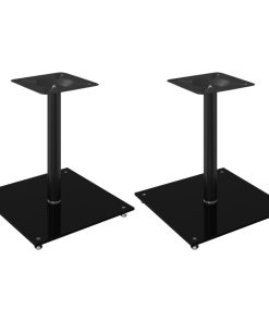 Pedane Per Casse 2pz Nero Vetro Temperato Design A 1 Pilastro
