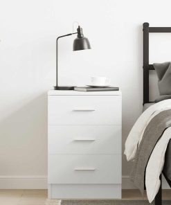 Comodino Bianco 38x35x56 Cm In Legno Ingegnerizzato