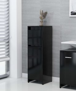 Mobile Da Bagno Nero 30x30x95 Cm In Legno Multistrato