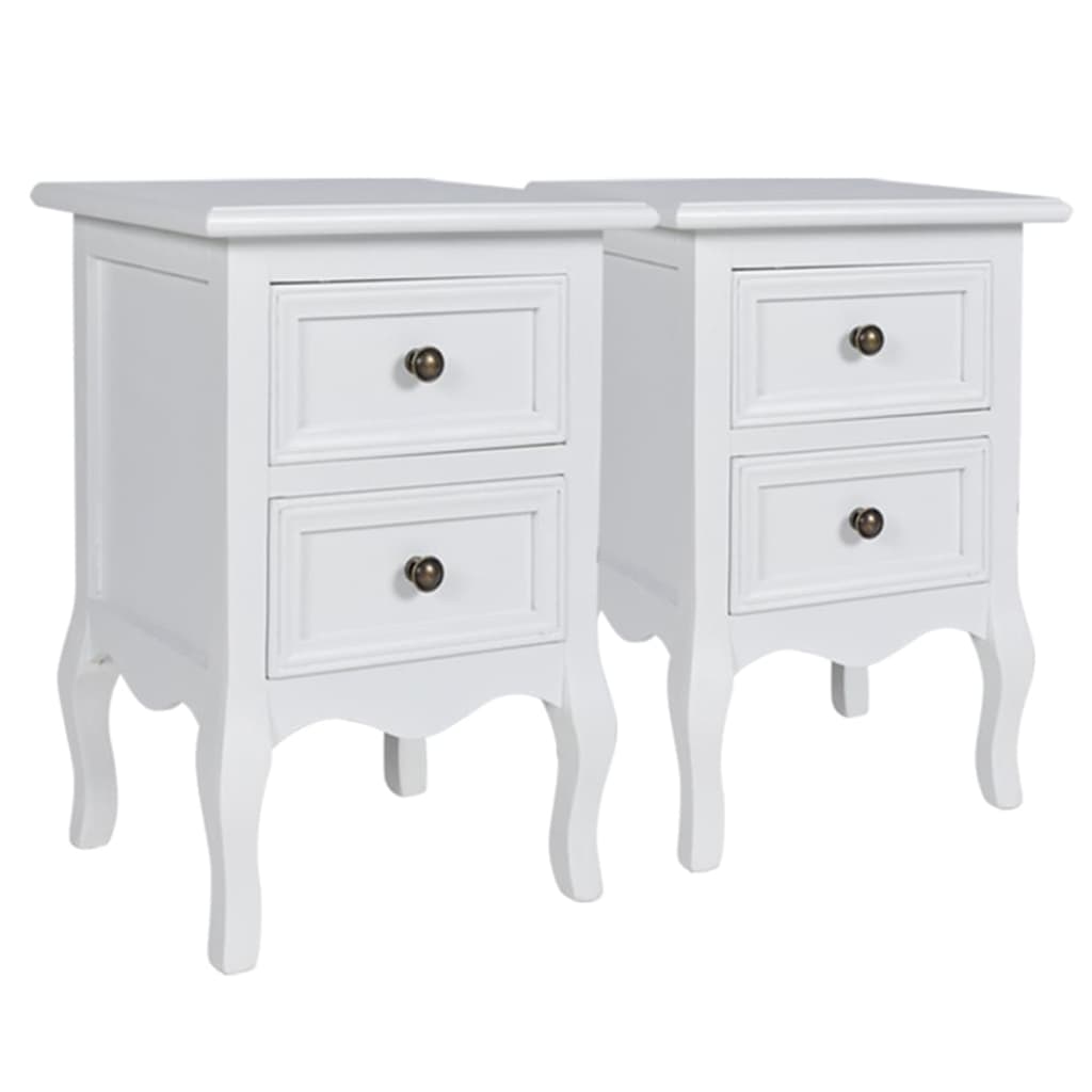 Comodini 2 Pz Con 2 Cassetti In Mdf Bianchi