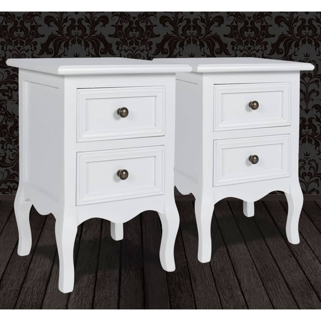 Comodini 2 Pz Con 2 Cassetti In Mdf Bianchi - Image 3