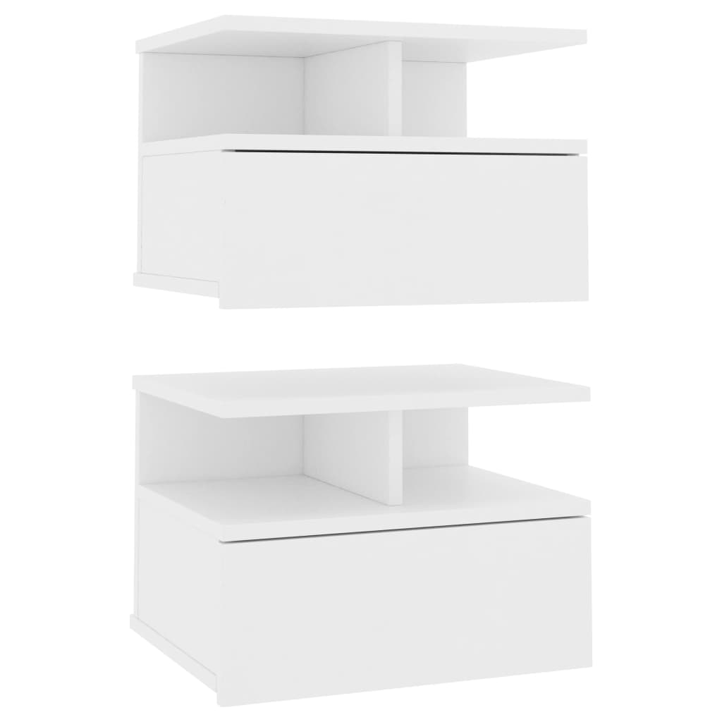 Comodini Pensili 2pz Bianchi 40x31x27 Cm In Legno Multistrato - Image 4