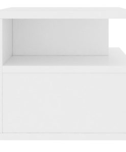 Comodini Pensili 2pz Bianchi 40x31x27 Cm In Legno Multistrato