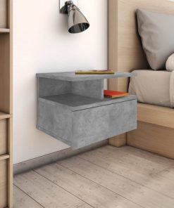 Comodini Pensili 2pz Grigio Cemento 40x31x27cm In Multistrato
