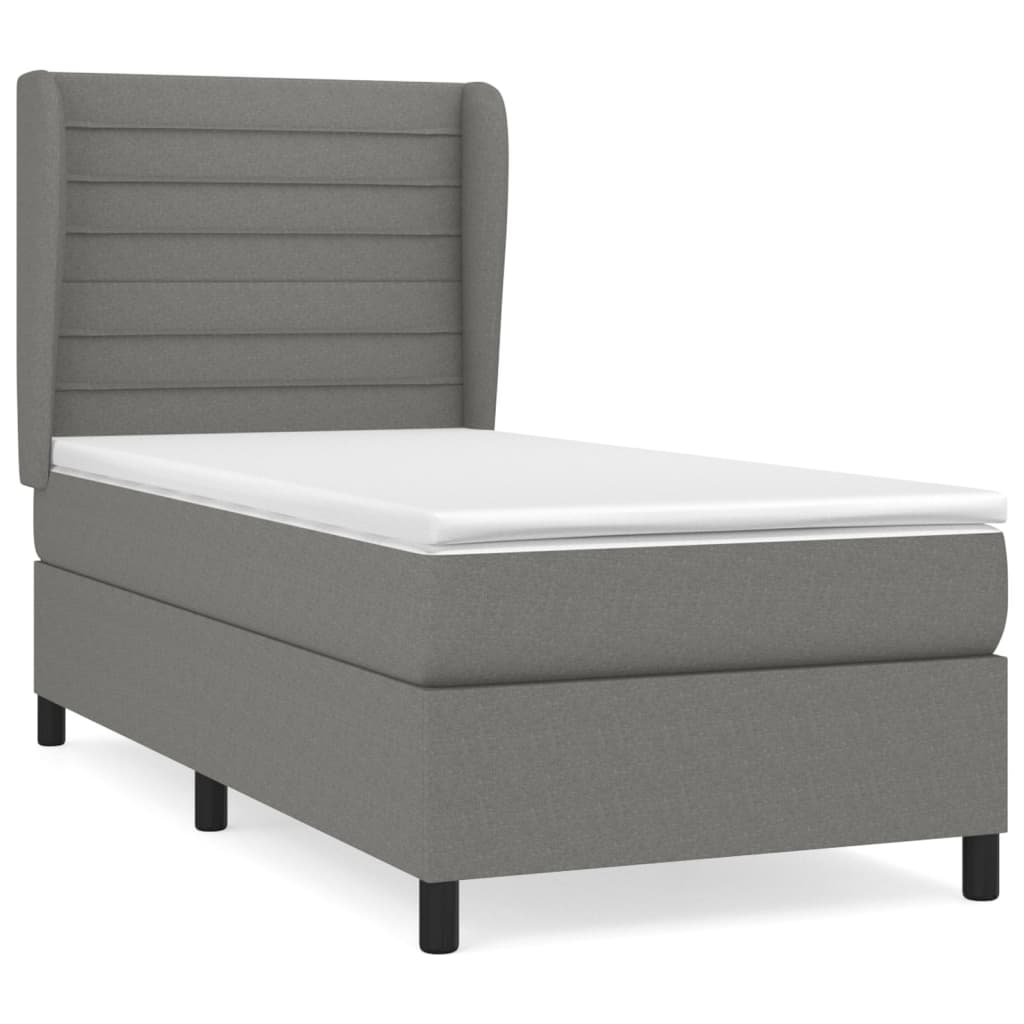 Giroletto A Molle Con Materasso Grigio Scuro 90x200 Cm Tessuto