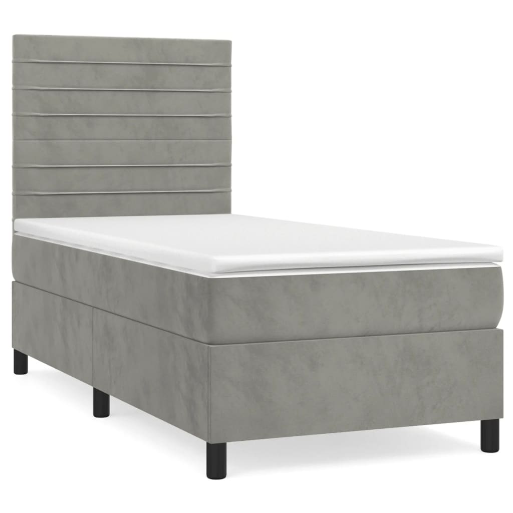 Giroletto A Molle Con Materasso Grigio Chiaro 100x200cm Velluto