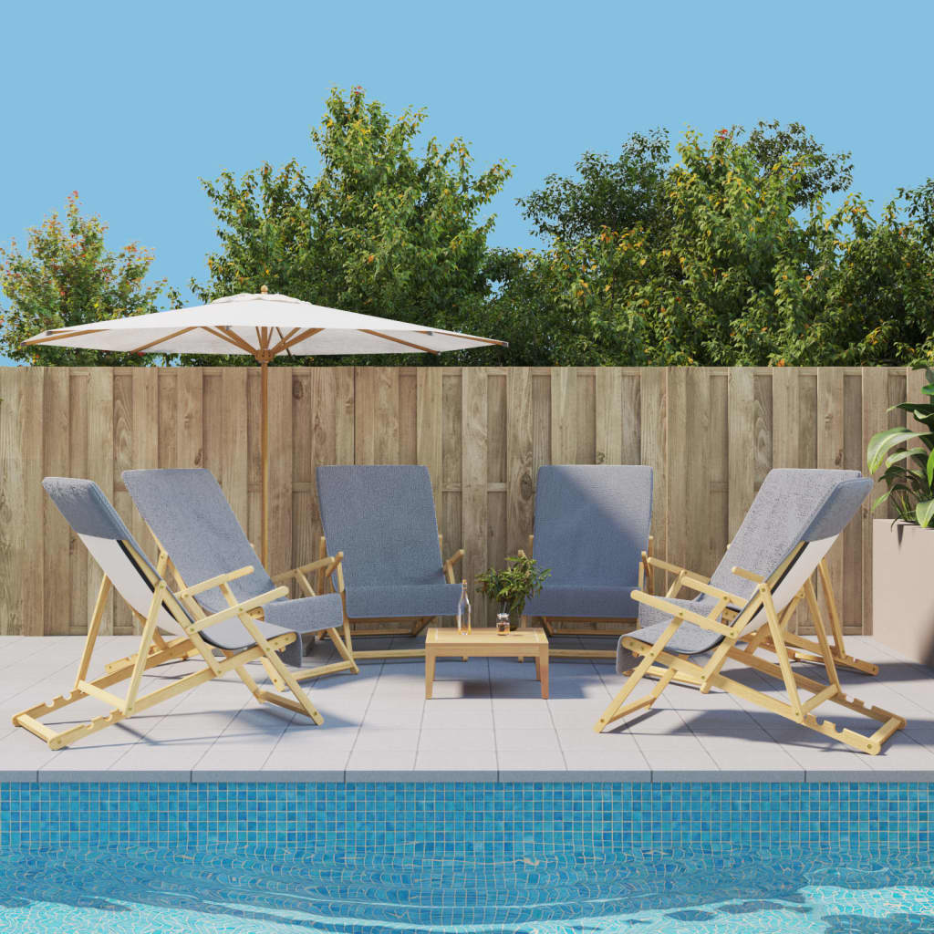 Asciugamani Da Spiaggia 6 Pz Grigi 60x135 Cm Tessuto 400 Gsm