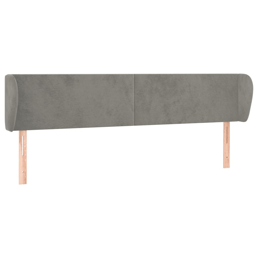 Testiera Ad Orecchio Grigio Chiaro 183x23x78/88 Cm In Velluto