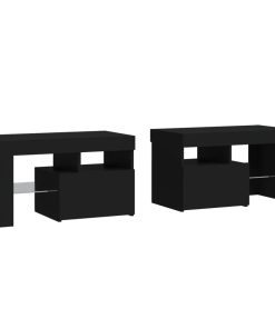 Comodini 2 Pz Con Luci A Led Neri 70x36,5x40 cm