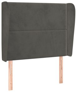 Testiera Ad Orecchio Grigio Scuro 93x23x118/128 Cm In Velluto