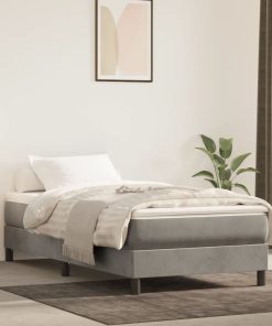 Materasso A Molle Grigio Chiaro 100x200x20 Cm In Velluto