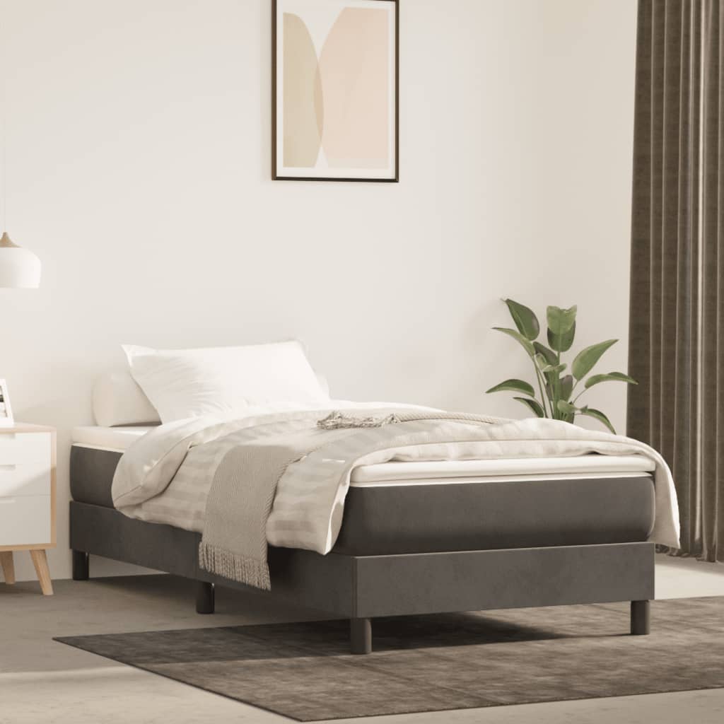 Materasso A Molle Grigio Scuro 90x190x20 Cm In Velluto