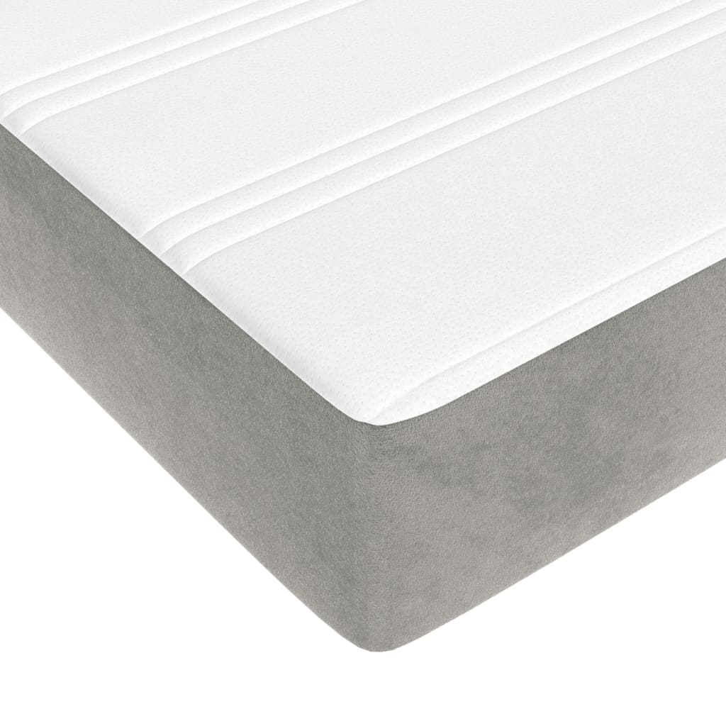 Materasso A Molle Grigio Chiaro 160x200x20 Cm In Velluto