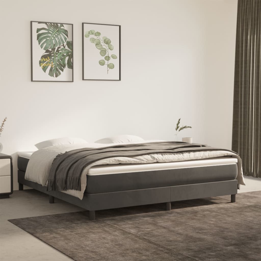 Materasso A Molle Grigio Scuro 160x200x20 Cm In Velluto