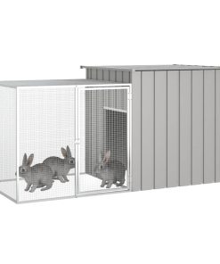 Gabbia Per Conigli Grigia 200x91x100 Cm Acciaio Zincato