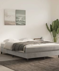 Materasso A Molle Grigio Chiaro 140x200x20 Cm In Velluto