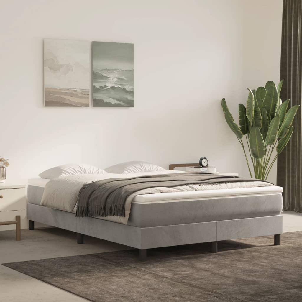 Materasso A Molle Grigio Chiaro 140x200x20 Cm In Velluto